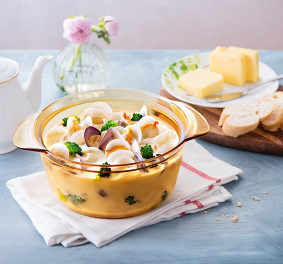 奶油鸡蓉蛤蜊汤